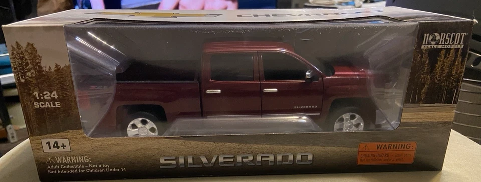 SEALED Norscot Burgandy Ruby Red Chevy Silverado 1/24 Scale Model 2014 Chevrolet - Image 1 of 4