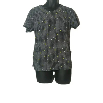 Cherokee Infinity Scrub Top Gray Geometric Women's Size Medium  - Image 1 of 4