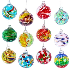 Christmas & Halloween Glass Ball Ornaments (Set of 12), 2.4" Crystal Hand Blo... - Picture 1 of 7