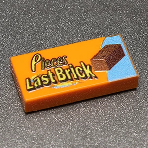 Pieces Last Brick - Custom Printed 1x2 Tile - Picture 1 of 1