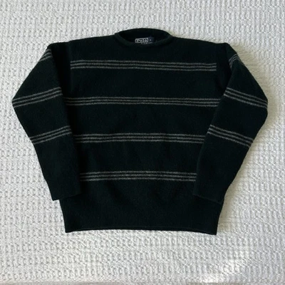 Polo Ralph Lauren Niños Lana de Cordero Suéter Juvenil Mediano Negro De Colección A Rayas Foto 1 de 2
