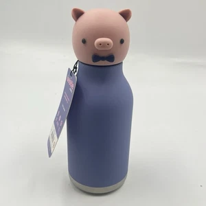 Botella de agua aislada Asobu Piggy Bestie 16 oz púrpura/rosa pajita cabeza de silicona - Imagen 1 de 11