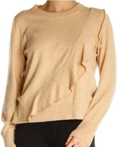 Maglione J.Crew Mercantile XL beige misto lana volant girocollo davanti chic minimal - Foto 1 di 5