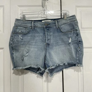 🌷 Torrid blaue Jeansshorts im Used-Look mit Knopfleiste - Größe 16 - Bild 1 von 5