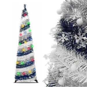 Albero di Natale Pop Up 5FT con 5m Multicolore 50 Luci Stringa LED,Tinsel Chr... - Foto 1 di 7