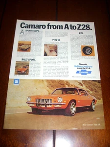 1973 CAMARO Z28 - RS - TYPE LT  ***ORIGINAL AD*** - Picture 1 of 3
