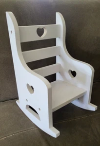 White Wooden Doll Rocker 11in T x 8"D x 7"W - Picture 1 of 7