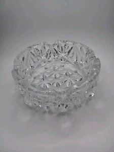 Vintage Heavy Cut Lead Crystal Deep Ashtray Cigar Bowl 4.5x2.5” MCM - Picture 1 of 7