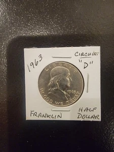 1963 D FRANKLIN HALF DOLLAR. NICE 90% SILVER CIRCULATED - Picture 1 of 2
