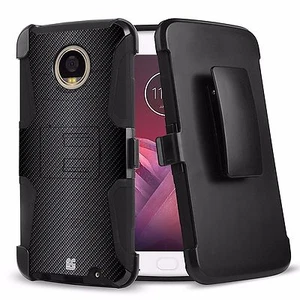 Estuche de fusión de amortiguador con clip de cinturón híbrido para Moto Z3 / Z3 Play punto de carbono - Imagen 1 de 1