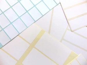 Rechteckig langlebig mattweiß Kunststoff Aufkleber Klebeetiketten verschiedene Größen - Bild 1 von 8