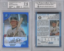 2005 Bowman Draft Chrome Blue Refractor /150 Travis Buck BGS 7.5 Rookie RC