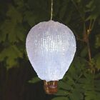 2 X SOLAR POWERED LED WHITE BALLOON HANGING LANTERN OUTDOOR GARDEN LIGHT LAMP