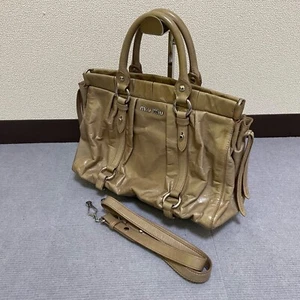 Miu Miu 2-way handbag shoulder bag brown leather b - Picture 1 of 22