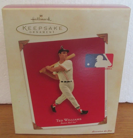 TED WILLIAMS BOSTON RED SOX HOF Hallmark Handcrafted Action Figure Ornament Cover