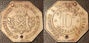 Monnaie de nécessité - Saint-Etienne - Tramways à vapeur - 10 centimes bellevue - Picture 1 of 1