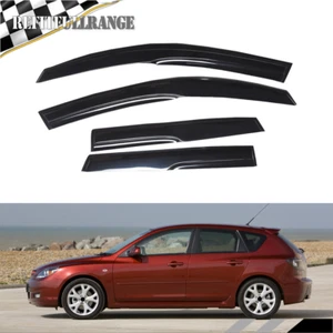 Black Window Visors Deflector Rain Guard 4Pcs For 2004-2009 Mazda 3 Hatchback - Picture 1 of 8
