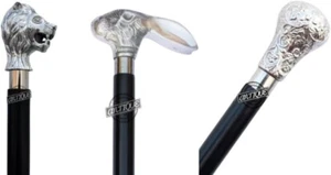 Lion Head Walking Cane XRabbit Head Stick X Ornate Brass Handle Walking Stick - Picture 1 of 7