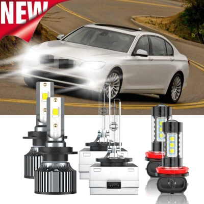 For BMW 740i 2012 6x LED HID Headlight H7 D1S H11 Fog Light kits 6500K Combo - Image 1 of 4