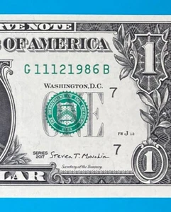 November 12, 1986 / 11 December 1986 : G 11121986 B BIRTHDAY $1 One Dollar Bill - Picture 1 of 3