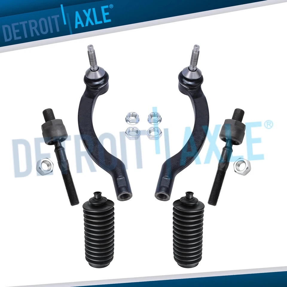6pc Inner & Outer Tie Rod + Rack & Pinion Boot for 2001 - 2006 Volvo S60 S80 V70 - Image 1 of 4