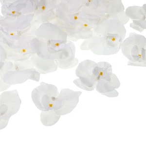 3.5" Artificial Orquídea Flores Cabezas, 40pzs Seda Falsa Orquídeas, Puro Blanco - Imagen 1 de 6