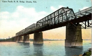 Vintage Postcard Railroad Union Pacific RR Train Bridge  at Omaha NE Posted 1910 - Picture 1 of 3