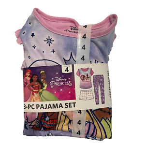 Disney Princesses 3 Piece Kids Pajama Set, Size 4, NWT