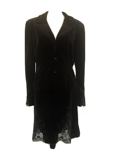 JS Collections 2 Pc Velvet Embroidered Suit Embellished Black Line Size 14 - Picture 1 of 12