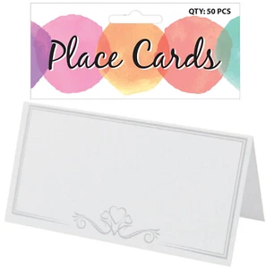 Dinner Party Place Cards 50pc Folding White Wedding Name Seating Table Display - Picture 1 of 1