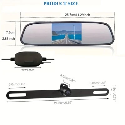 US license plate wireless 4.3 "car rearview monitor backup camera parking system - Image 1 of 4