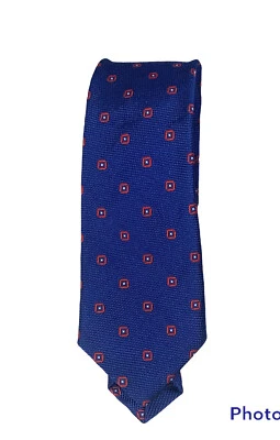 J Crew Mens Tie Necktie Silk Blue Red Geometric Pattern Width 2.5" Length 56" Foto 1 de 4