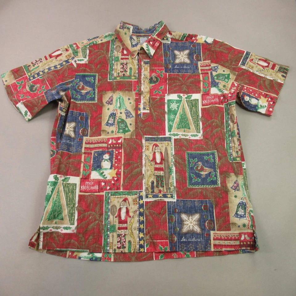 Reyn Spooner Shirt Mens XL Short Sleeve Mele Kalikimaka Santa Christmas Vtg - Image 1 of 4