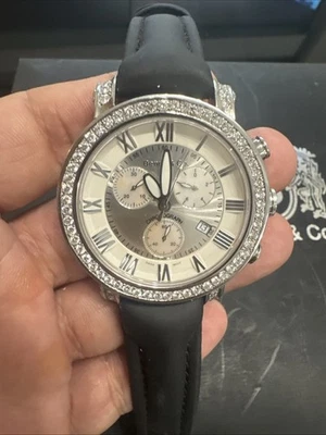 Benny & Co. Men's Leather Sapphire Crystal Watch 4 Carat Diamond White - Image 1 of 4