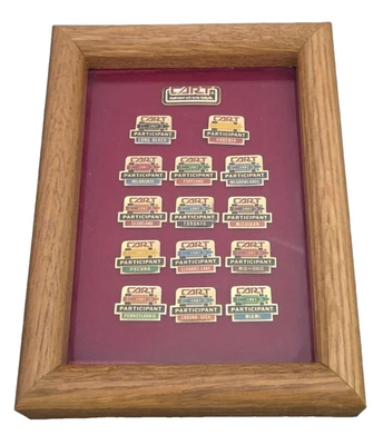 CART 1987 Indy Car Auto Race Hat Lapel Pins 14 Region Participants Framed 8x6 in - Image 1 of 4