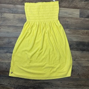 Lilly Pulitzer gesmoktes trägerloses Frotteekleid Schwimmen Überziehen gelb XS Resortkleidung - Bild 1 von 13