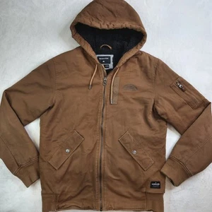 Chaqueta Quicksilver Para Hombre Con Capucha Forrada Sherpa Marrón Cremallera Completa Talla Mediana - Imagen 1 de 9