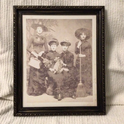 ASHLAND ANTIQUE WICCA STYLE HALLOWEEN WITCHES FRAMED PHOTO NEW Halloween 16”x 13 - Image 1 of 2
