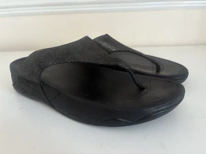 Women’s Fitflop Micro Wobble Board Flip Flops Sandals Black Size Uk 5 - Picture 1 of 9
