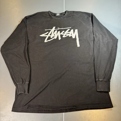 Stussy Basic Logo Tee T Shirt Long Sleeve XL Black - Image 1 of 4