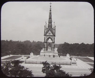 Magische Glaslaternenfolie ALBERT MEMORIAL HYDE PARK LONDON UM 1890 VIKTORIANISCHES FOTO - Bild 1 von 2
