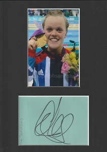 Nadadora medallista de oro olímpica montura A4 firmada a mano por Ellie Simmonds - Imagen 1 de 2
