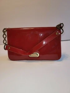 NEXT Patent Baguette Shoulder Bag Antique Brass Hardware - Picture 1 of 11