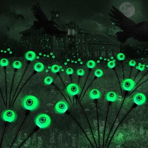 Halloween Decorations Outdoor Solar Scary Eyeball Lights,2Packs 12LED Green - Picture 1 of 7
