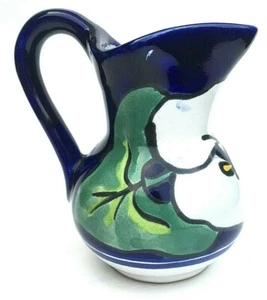 Handmade Talavera Mexican Folk Art Pottery Calla Lily Creamer Cobalt Lead Free - Picture 1 of 6