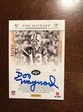 Don Maynard Signed 2011 National Treasures NFL Greatest #26 New York Jets 53/99