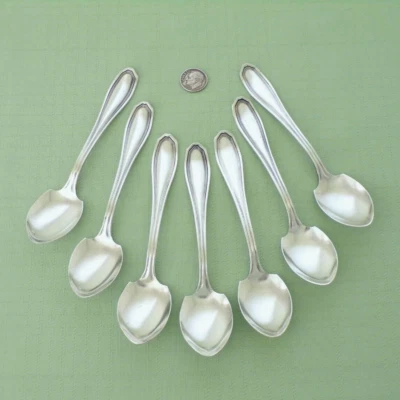 Wm. Rogers INTERNATIONAL Silverplate CLINTON 7 Seven ICE CREAM Spoons 5 1/4" - Image 1 of 3