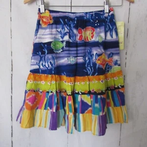 New Jams World Skirt S Small Talking Fish Hawaiian Boho Ruffle Midi A Line - Bild 1 von 9