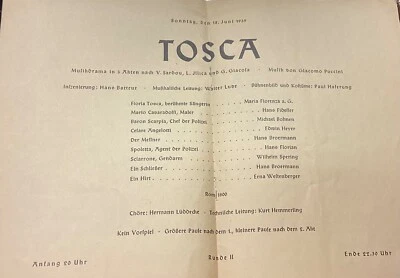 TOSCA- dt.Opernhaus BERLIN,1939,Programmheft - Bild 1 von 2