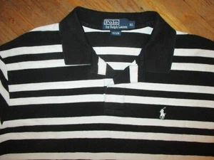 vtg POLO BY RALPH LAUREN SHIRT Black White Stripe 90s 00s Embroidered Logo XL - Picture 1 of 4